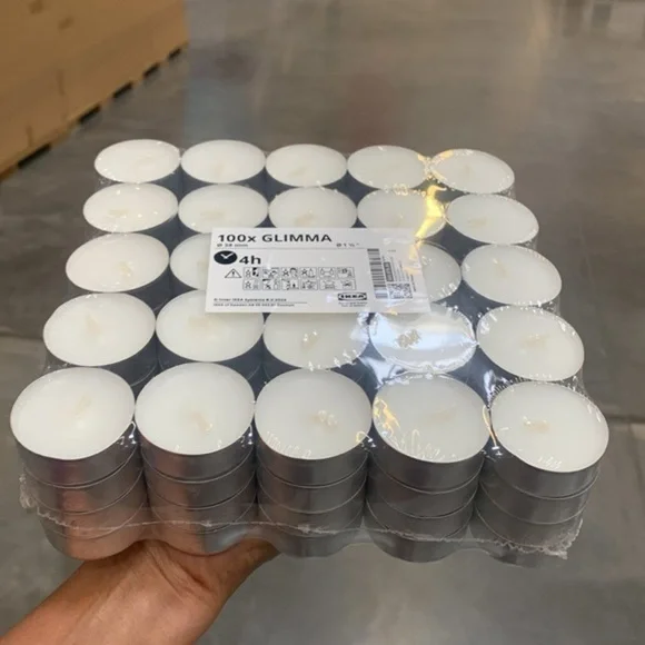 1 packs/100 individual IKEA GLIMMA Unscented tea lights date night dinner party - Picture 2 of 16